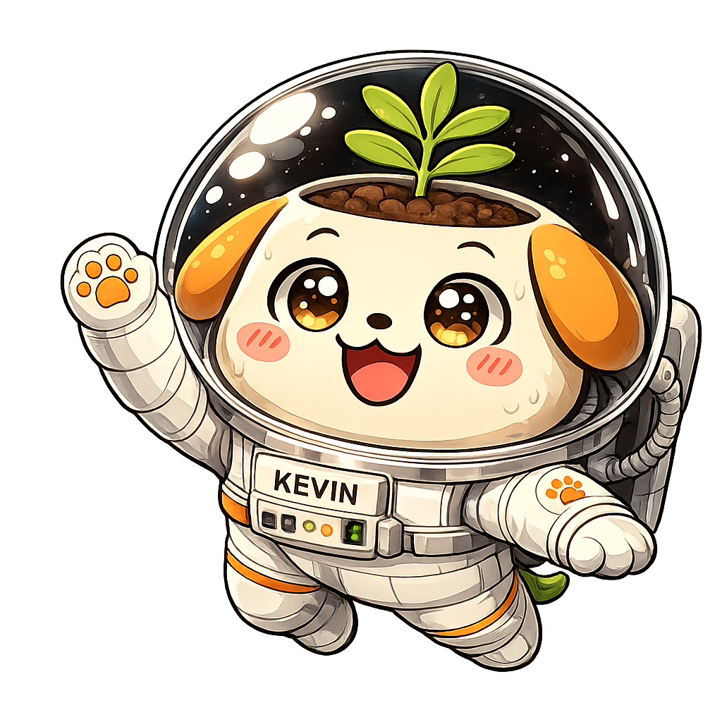 Kevin the astronaut floating in space